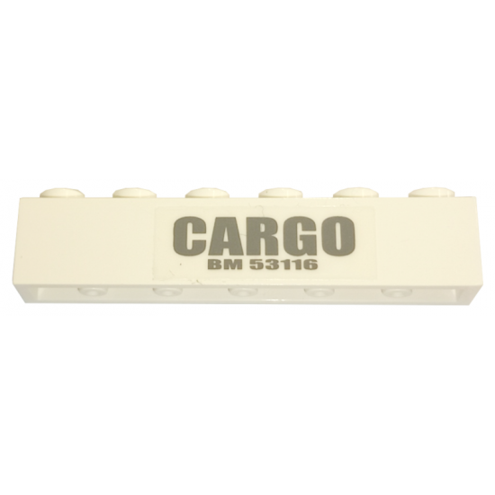Brick 1 x 6 with 'CARGO' and 'BM 53116' Pattern (Sticker) - Sets 4511 / 10158