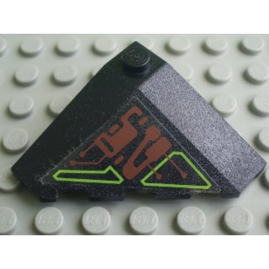 Wedge 4 x 4 (Slope 18 Corner) with Dark Red and Lime Circuitry Pattern (Sticker) - Set 7707