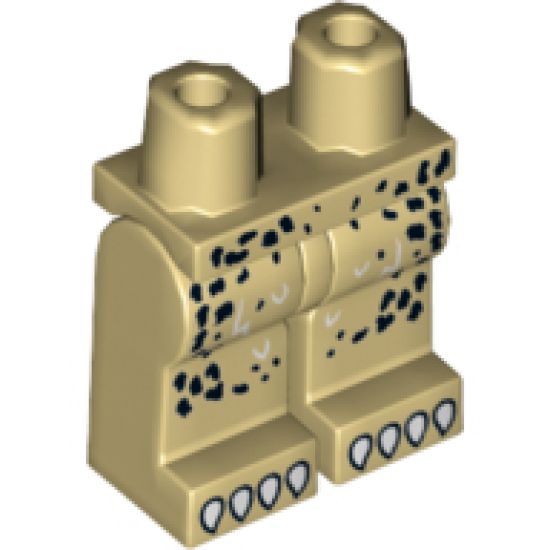 Hips and Legs with Animal Print Black Spots and White Fur Lines and Claws Pattern