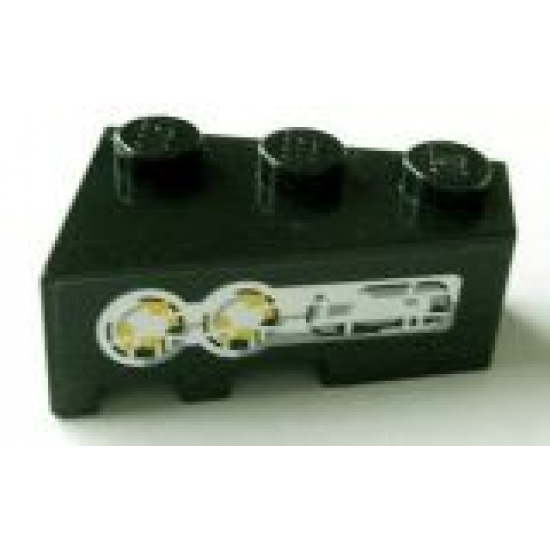 Wedge 3 x 2 Right with Yellow Lights Pattern (Sticker) - Set 8479