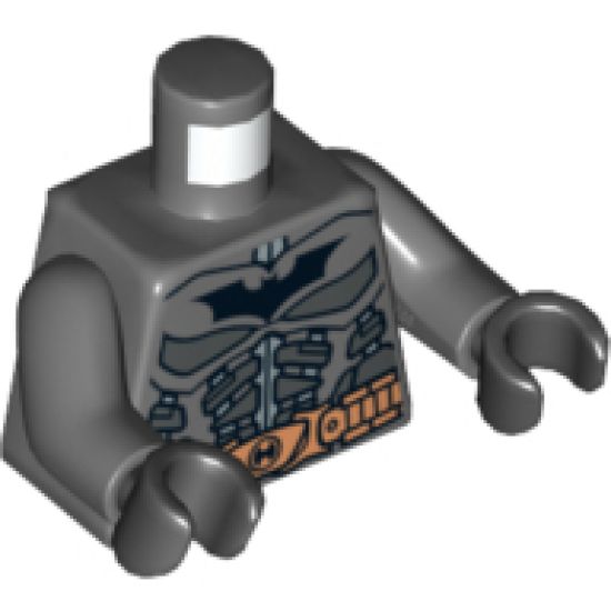 Torso Batman Logo with Body Armor and Copper Belt Pattern / Dark Bluish Gray Arms / Black Hands