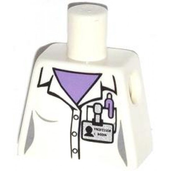 Torso Female Lab Coat, Medium Lavender Shirt and Pen, 'PROFESSOR C BODIN' Name Tag Pattern