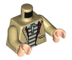Torso Jacket over White Polo Shirt with 6 Orange Stripes Pattern / Tan Arms / Light Nougat Hands