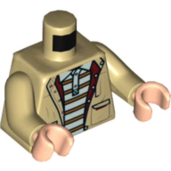 Torso Jacket over White Polo Shirt with 6 Orange Stripes Pattern / Tan Arms / Light Nougat Hands