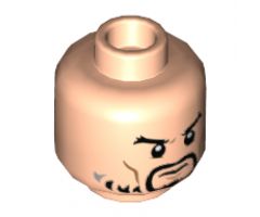 Minifigure, Head Black Eyebrows, Goatee, Light Beard, Medium Nougat Cheek Lines Pattern - Hollow Stud