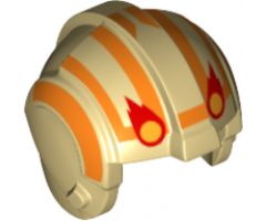 Minifigure, Headgear Helmet SW Rebel Pilot with Orange Stripes and Red Insignia Pattern