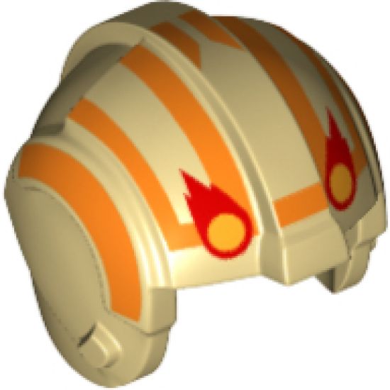 Minifigure, Headgear Helmet SW Rebel Pilot with Orange Stripes and Red Insignia Pattern