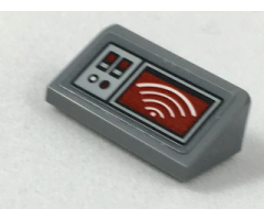 Slope 30 1 x 2 x 2/3 with Light Bluish Gray Control Panel, White and Dark Red Buttons and Screen Pattern (Sticker) - Set 75175