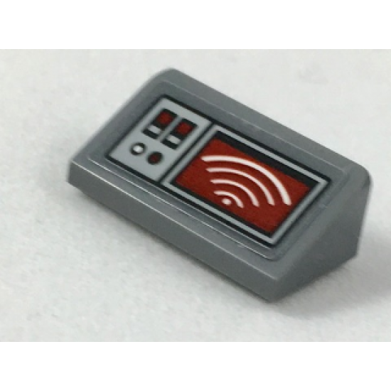 Slope 30 1 x 2 x 2/3 with Light Bluish Gray Control Panel, White and Dark Red Buttons and Screen Pattern (Sticker) - Set 75175