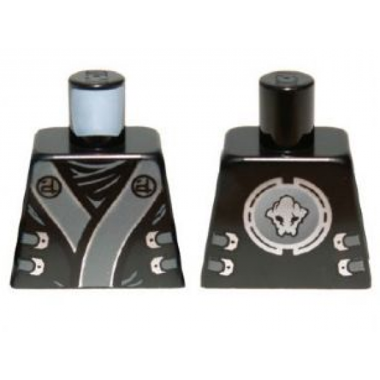Torso Ninjago Robe with Gray and Silver Sash Pattern