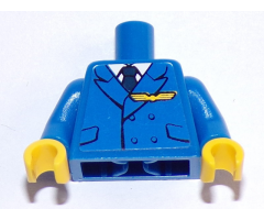 Torso Pilot Suit with Dark Blue Tie, Badge and 4 Buttons Pattern (Sticker) / Blue Arms / Yellow Hands