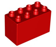 Duplo, Brick 2 x 4 x 2 with Pink 4 Pane Windows and Tan Brick Pattern