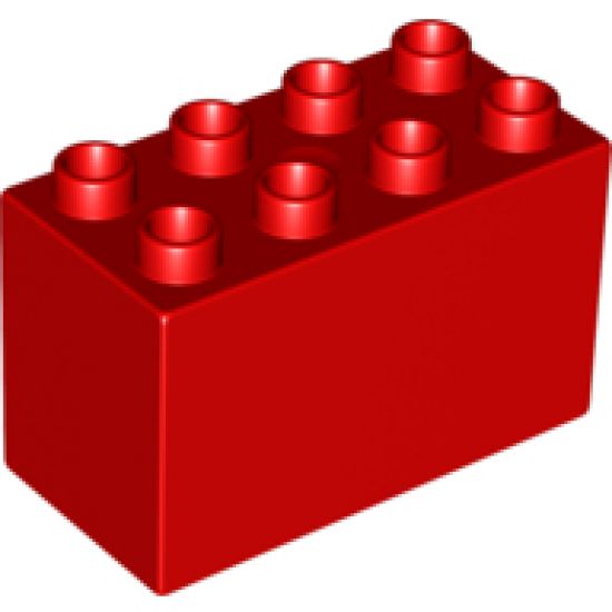 Duplo, Brick 2 x 4 x 2 with Pink 4 Pane Windows and Tan Brick Pattern