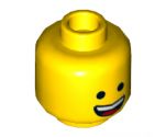 Minifigure, Head Dual Sided Open Smile with Tongue / Open Mouth Scream Pattern (Emmet) - Hollow Stud