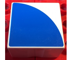 Duplo, Tile 2 x 2 x 1 with Shape Blue Quarter Circle Pattern