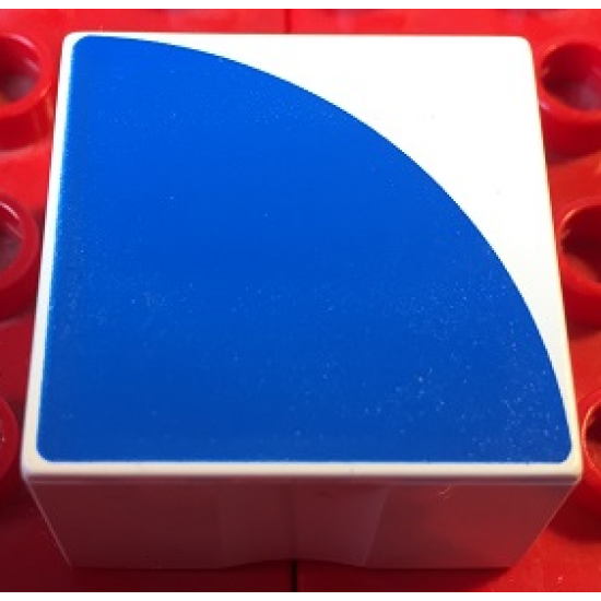 Duplo, Tile 2 x 2 x 1 with Shape Blue Quarter Circle Pattern