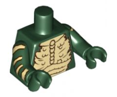 Torso Tan Bare Chest with Bones and Spikes Pattern / Dark Green Arms with Tan Stripes Pattern / Dark Green Hands