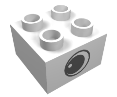 Duplo, Brick 2 x 2 with Eye with White Spot Pattern, on Two Sides - Type 1