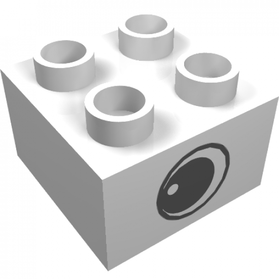 Duplo, Brick 2 x 2 with Eye with White Spot Pattern, on Two Sides - Type 1