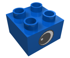 Duplo, Brick 2 x 2 with Eye with White Spot Pattern, on Two Sides - Type 1