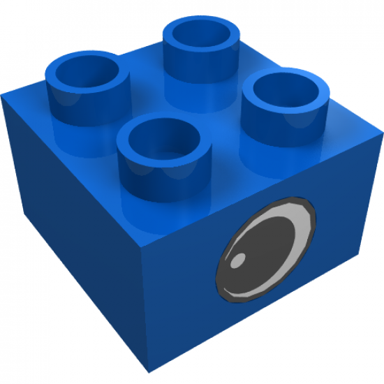 Duplo, Brick 2 x 2 with Eye with White Spot Pattern, on Two Sides - Type 1
