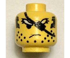Minifigure, Head Male Eyepatch and Scruffy White Eyebrows Pattern - Blocked Open Stud