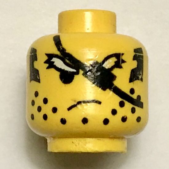 Minifigure, Head Male Eyepatch and Scruffy White Eyebrows Pattern - Blocked Open Stud