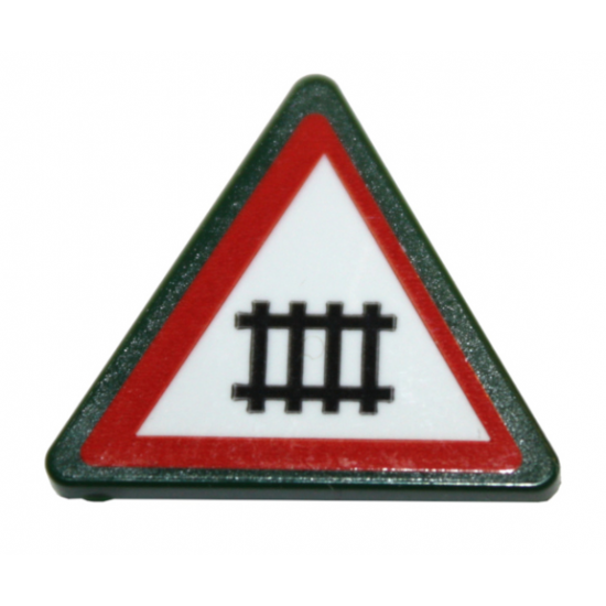 Road Sign 2 x 2 Triangle with Clip with Level Crossing Pattern (Sticker) - Set 10259