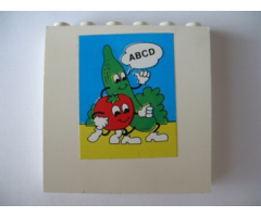 Brick 1 x 6 x 5 with Tomato, Cucumber and 'ABCD' Pattern (Sticker) - Set 231-1