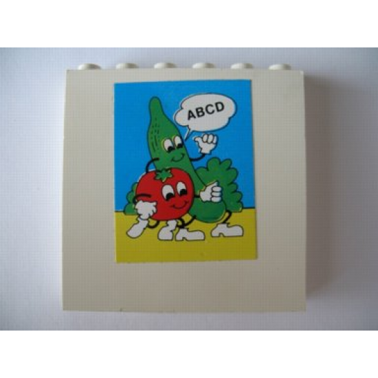 Brick 1 x 6 x 5 with Tomato, Cucumber and 'ABCD' Pattern (Sticker) - Set 231-1