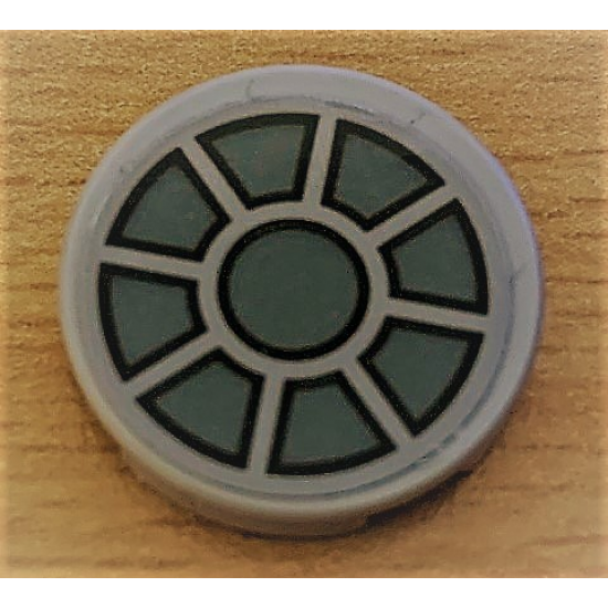 Tile, Round 2 x 2 with Bottom Stud Holder with Dark Bluish Gray Fan Pattern (Sticker) - Sets 75105 / 75257