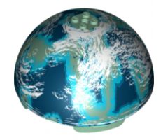 Cylinder Hemisphere 11 x 11, Studs on Top with Naboo Blue / Green Planet Pattern (9674)