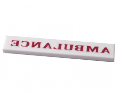 Tile 1 x 6 with Dark Red 'AMBULANCE' Reverse Pattern (Sticker) - Set 7785