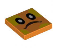 Tile 2 x 2 with Black Eyes with White Pupils, Frown, Yellow Spots Pattern (Super Mario Bramball Face)