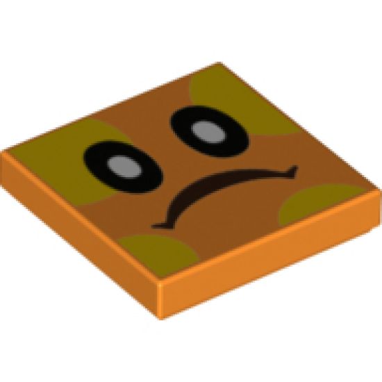Tile 2 x 2 with Black Eyes with White Pupils, Frown, Yellow Spots Pattern (Super Mario Bramball Face)