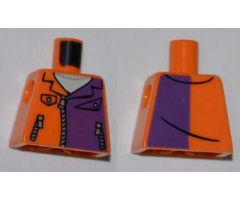 Torso Batman Jacket with Dark Purple Half Panel, Pockets and Zippers Pattern