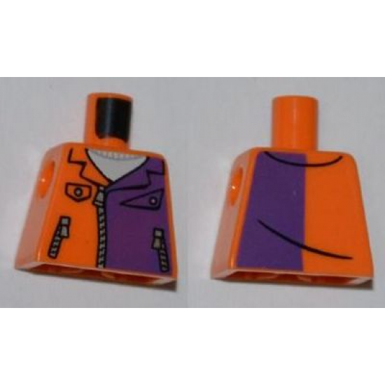Torso Batman Jacket with Dark Purple Half Panel, Pockets and Zippers Pattern