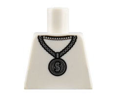 Torso Metallic Silver Medallion with Dollar Sign Pattern