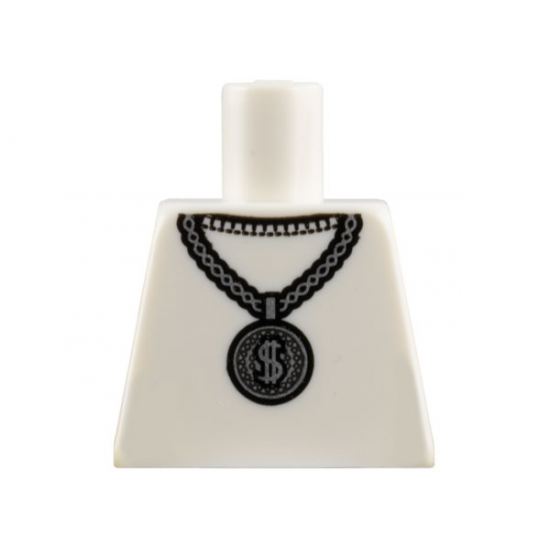 Torso Metallic Silver Medallion with Dollar Sign Pattern