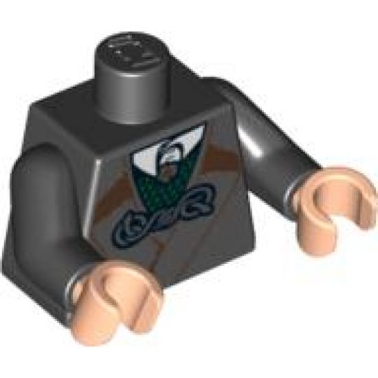 Torso Harry Potter Jacket with Dark Green Vest and Silver Fastener Pattern / Black Arms / Light Nougat Hands