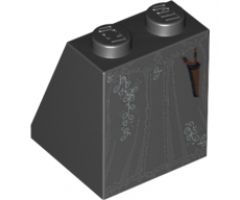 Slope 65 2 x 2 x 2 with Bottom Tube with Minifigure Dress/Skirt/Robe, Black Bellatrix Lestrange Silver Vines Pattern