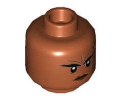 Minifigure, Head Dual Sided Female Black Eyebrows, Unhappy / Angry Pattern (Brick) - Hollow Stud