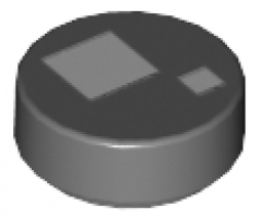 Tile, Round 1 x 1 with 2 White Squares Pattern (BrickHeadz Standard Eye)