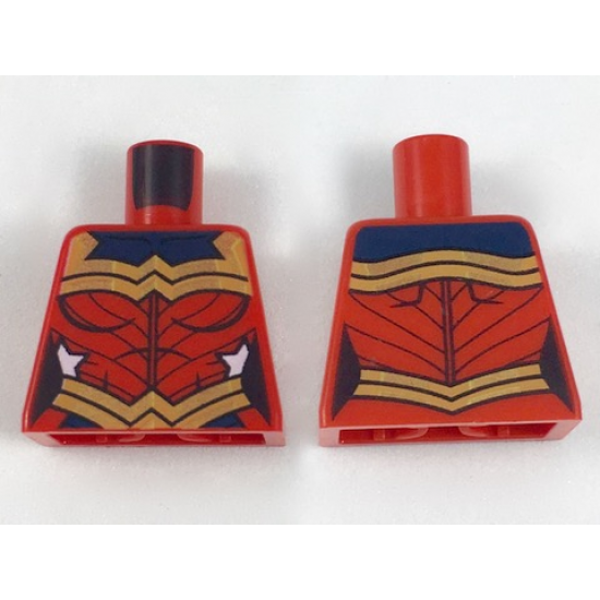 Torso Female Outline and Gold Trim and Belt and Dark Blue Collar Pattern (Wonder Woman)