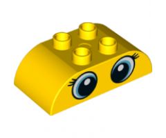 Duplo, Brick 2 x 4 Curved Top with Blue Eyes and Eyelashes Pattern