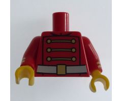 Torso Toy Soldier Uniform with 3 Gold Chains, 6 Buttons and White Belt with Gold Buckle Pattern / Red Arms with Gold Stripes Pattern / Yellow Hands