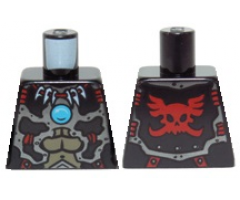 Torso Chima Silver Armor, Muscles, Bone Necklace, Red Winged Skull Emblem and Blue Round Jewel (Chi) Pattern