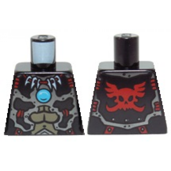 Torso Chima Silver Armor, Muscles, Bone Necklace, Red Winged Skull Emblem and Blue Round Jewel (Chi) Pattern