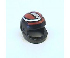 Minifigure, Headgear Helmet Motorcycle (Standard) with Interlocking Silver and Red Pattern