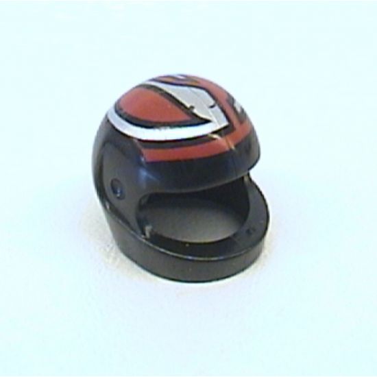 Minifigure, Headgear Helmet Motorcycle (Standard) with Interlocking Silver and Red Pattern